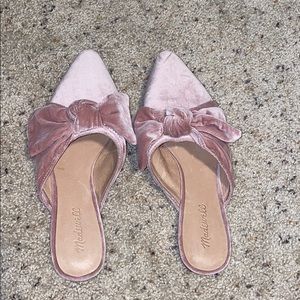Pink velvet mules